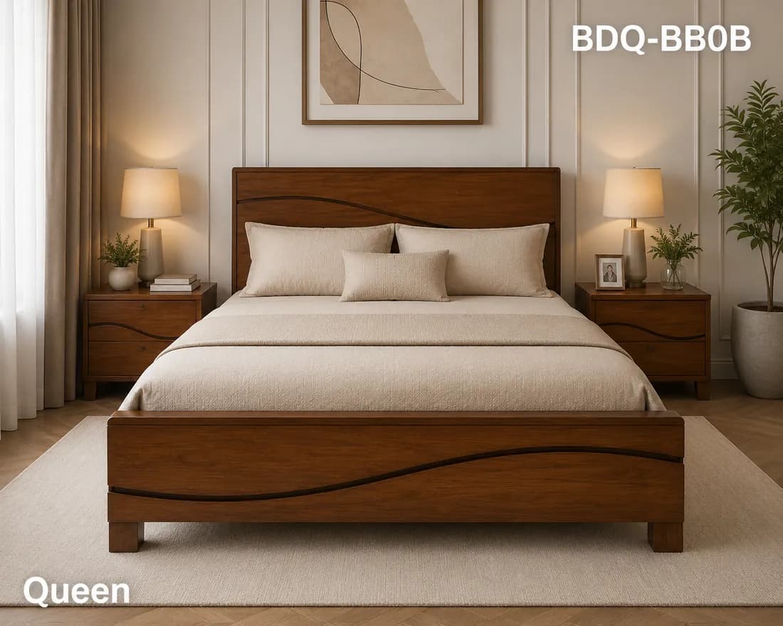 QUEEN BED LAMINATED SOLID WOOD MODEL