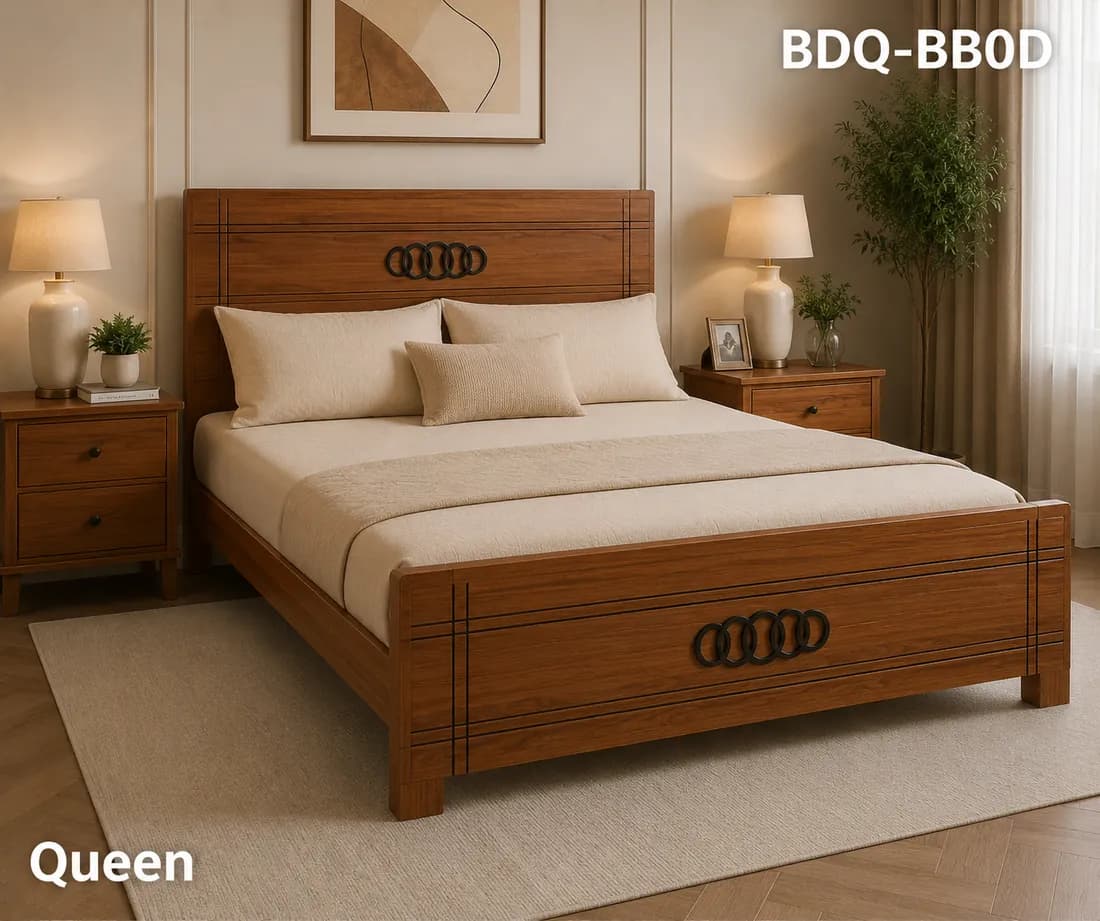 QUEEN BED LAMINATED SOLID WOOD MODEL