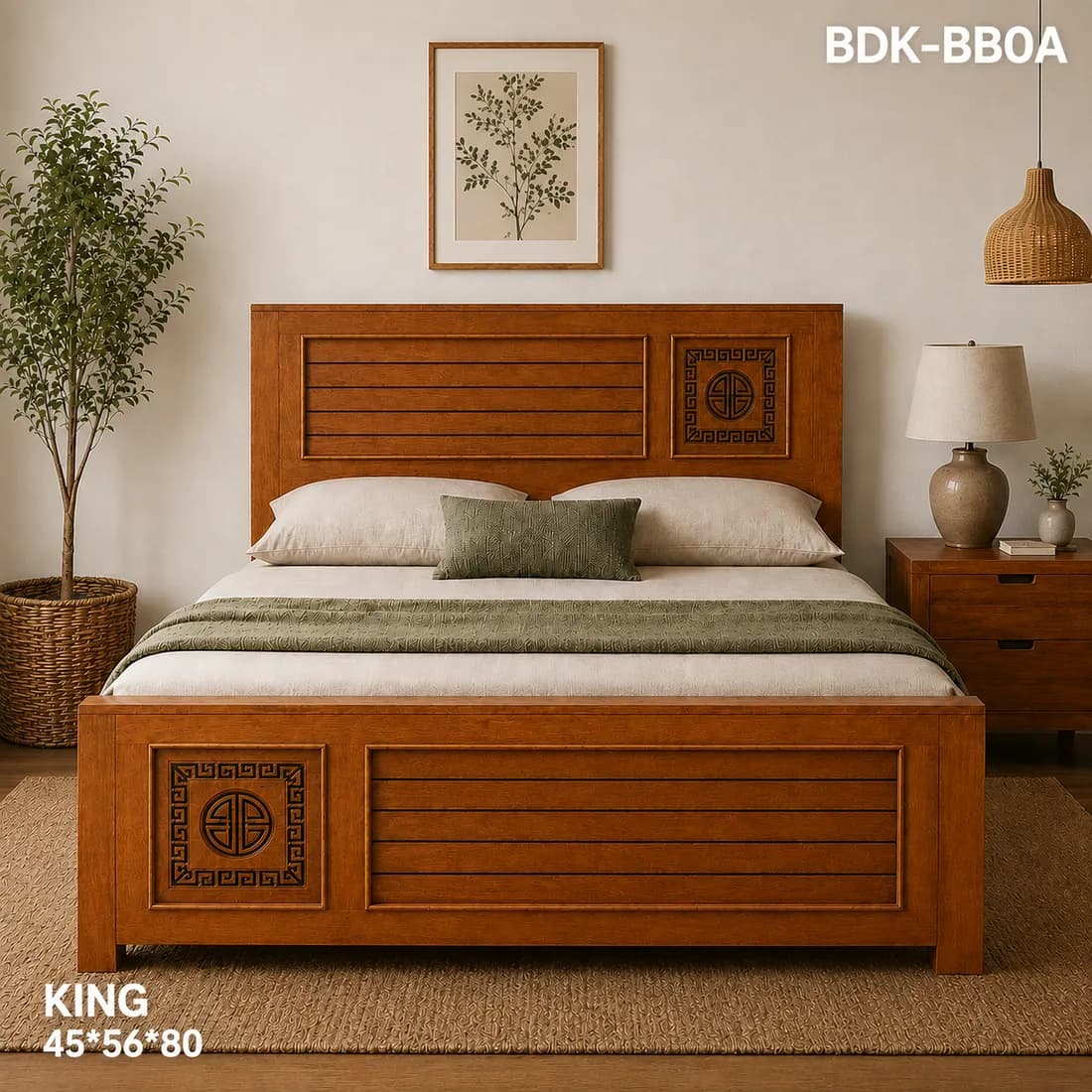 KING BED LAMINATED SOLID WOOD MODEL