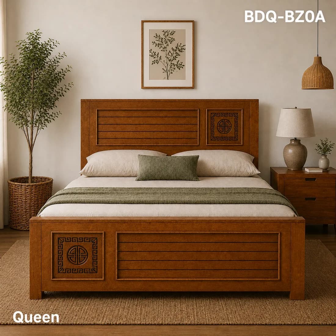 QUEEN BED LAMINATED SOLID WOODMODEL D