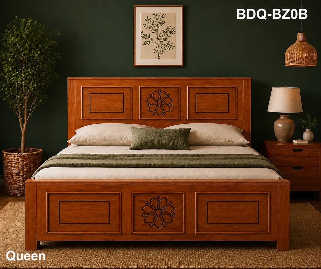 QUEEN BED LAMINATED SOLID WOODMODEL E