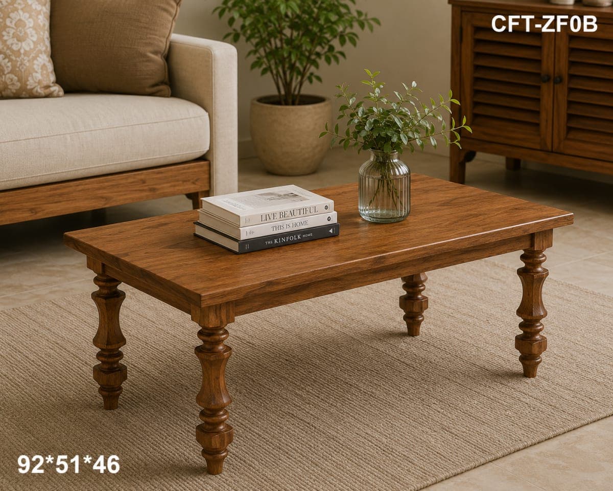TEAK Knock Down CoFfee Table Carving Leg